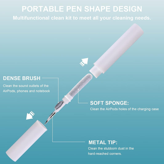 ICARER Clean Kit Für Airpods Pro 3 2025 Airpods Pro 2/Pro Airpods 2/3/4, 3 in 1 Multifunktions Kopfhörer Reinigungsset Werkzeug Weiche Bürste Beflockungsschwamm Für Airpods Iphone Kamera Tastatur-Weiß