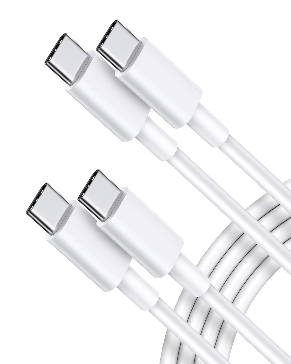 CLEEFUN USB-C kabel, wit, 1 m, 2 stuks, PD 60 W USB C naar USB C snellaadkabel voor iPhone 16/16 Pro/16 Plus/15/15 Pro/15 Pro Max, iPad 10e genen, iPad Air/Pro, MacBook Air/Pro enz