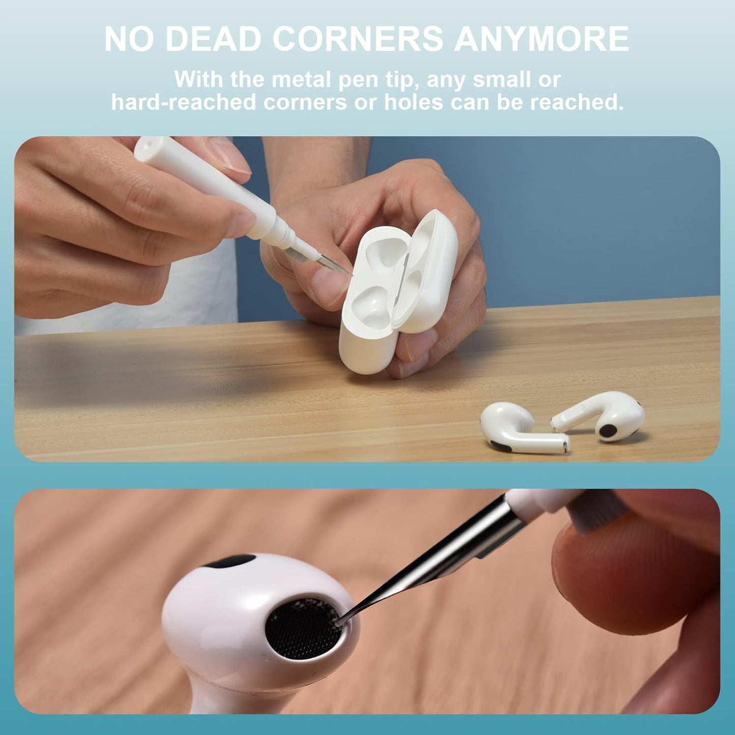 ICARER Clean Kit Für Airpods Pro 3 2025 Airpods Pro 2/Pro Airpods 2/3/4, 3 in 1 Multifunktions Kopfhörer Reinigungsset Werkzeug Weiche Bürste Beflockungsschwamm Für Airpods Iphone Kamera Tastatur-Weiß