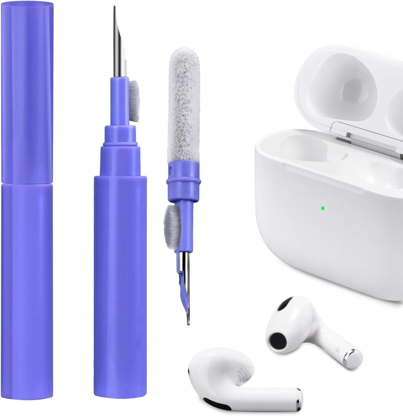 ICARER Clean Kit Für Airpods Pro 3 2025 Airpods Pro 2/Pro Airpods 2/3/4, 3 in 1 Multifunktions Kopfhörer Reinigungsset Werkzeug Weiche Bürste Beflockungsschwamm Für Airpods Iphone Kamera Tastatur-Weiß