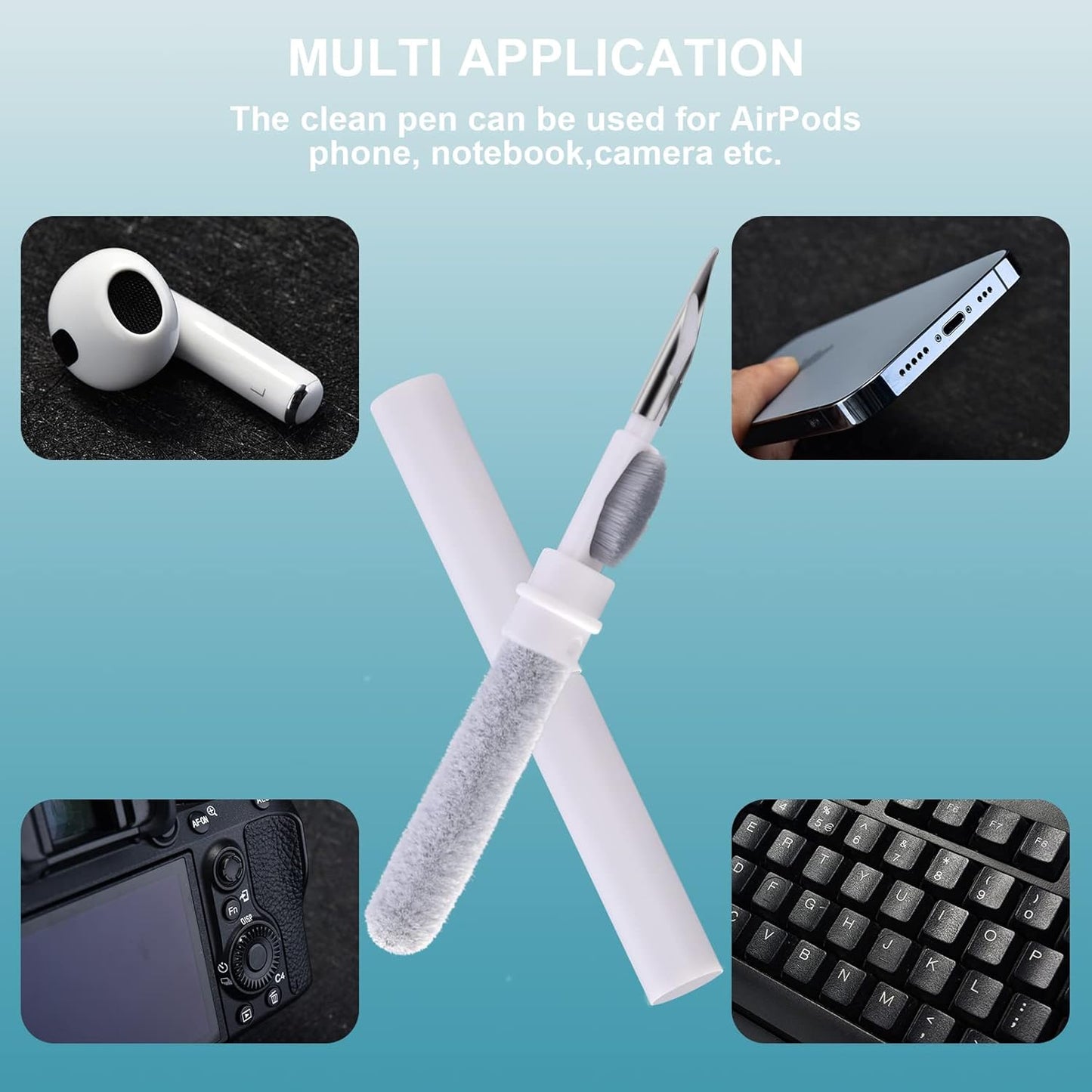 ICARER Clean Kit Für Airpods Pro 3 2025 Airpods Pro 2/Pro Airpods 2/3/4, 3 in 1 Multifunktions Kopfhörer Reinigungsset Werkzeug Weiche Bürste Beflockungsschwamm Für Airpods Iphone Kamera Tastatur-Weiß