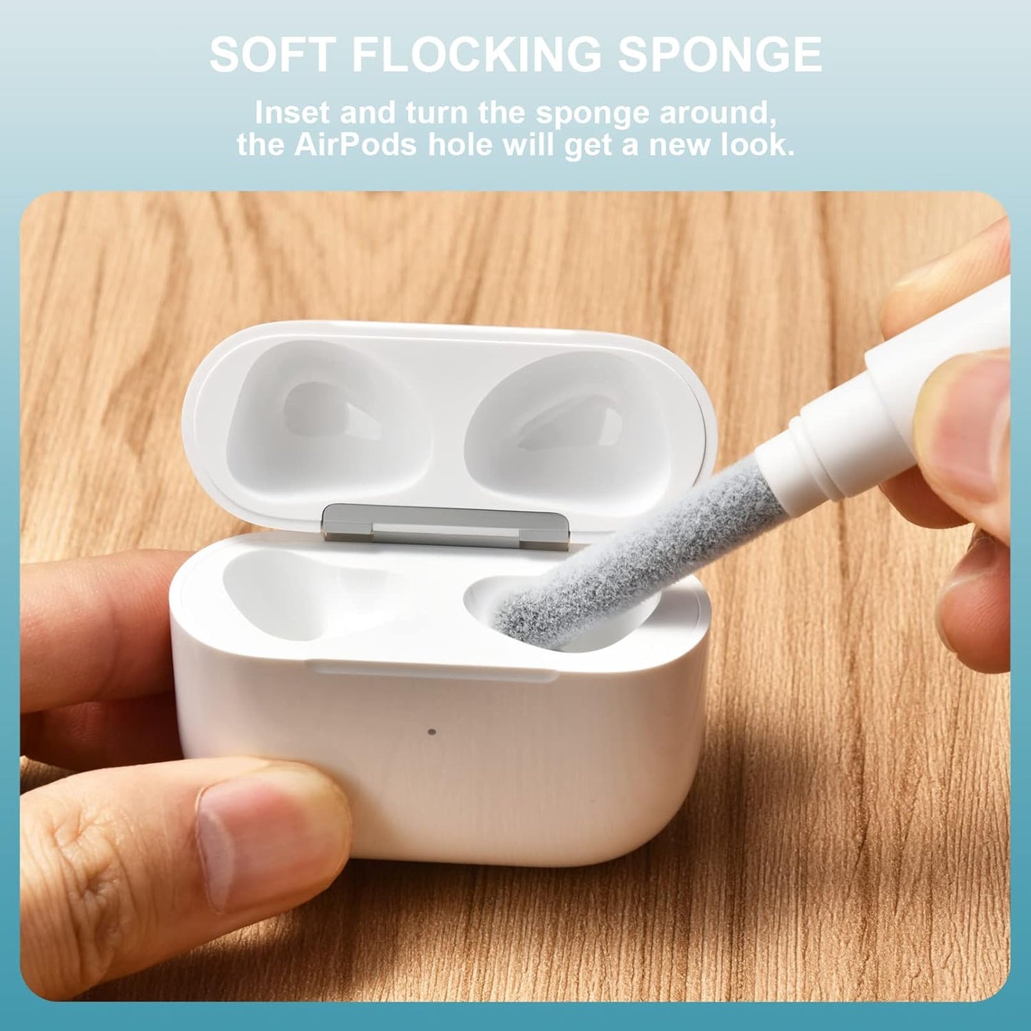 ICARER Clean Kit Für Airpods Pro 3 2025 Airpods Pro 2/Pro Airpods 2/3/4, 3 in 1 Multifunktions Kopfhörer Reinigungsset Werkzeug Weiche Bürste Beflockungsschwamm Für Airpods Iphone Kamera Tastatur-Weiß