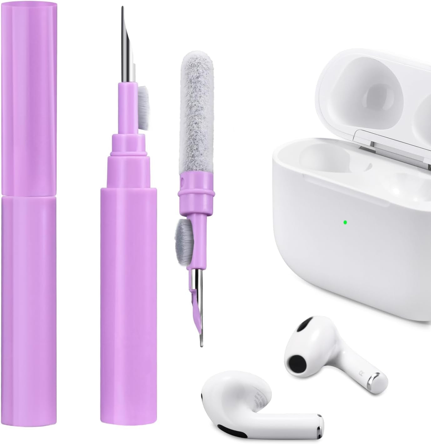 ICARER Clean Kit Für Airpods Pro 3 2025 Airpods Pro 2/Pro Airpods 2/3/4, 3 in 1 Multifunktions Kopfhörer Reinigungsset Werkzeug Weiche Bürste Beflockungsschwamm Für Airpods Iphone Kamera Tastatur-Weiß
