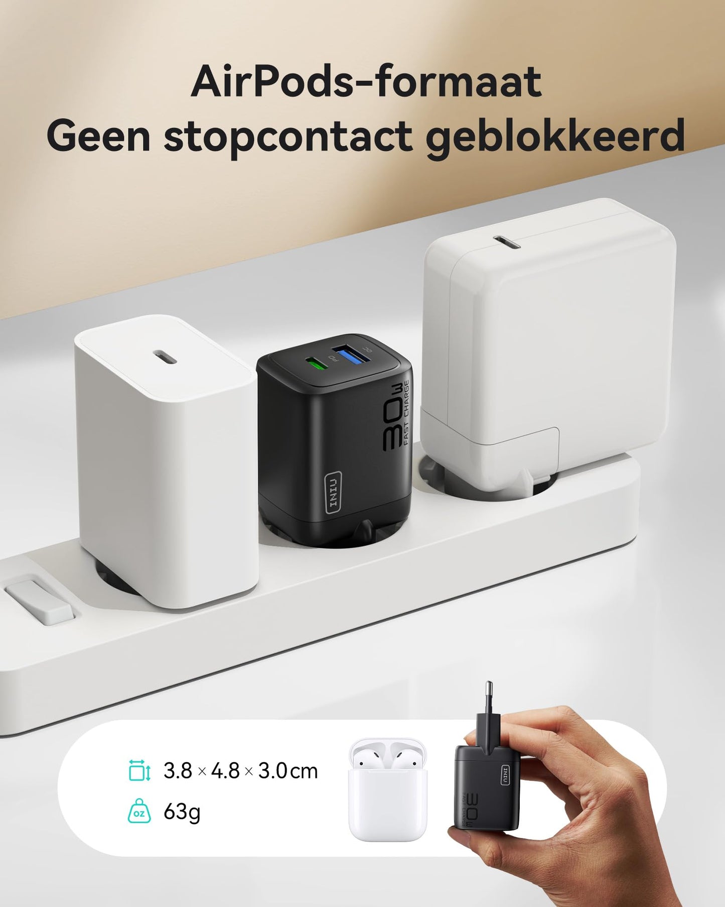 INIU 30W USB C Oplader 2-Pack, [USB C + A] Meervoudige Voedingsadapter met USB-C Kabel, PD 3.0 Snellader Stekker USB C-Adapter voor iPhone 17 16 15 14 13 Pro Max iPad Samsung Glaxy S25 S24 Xiaomi enz