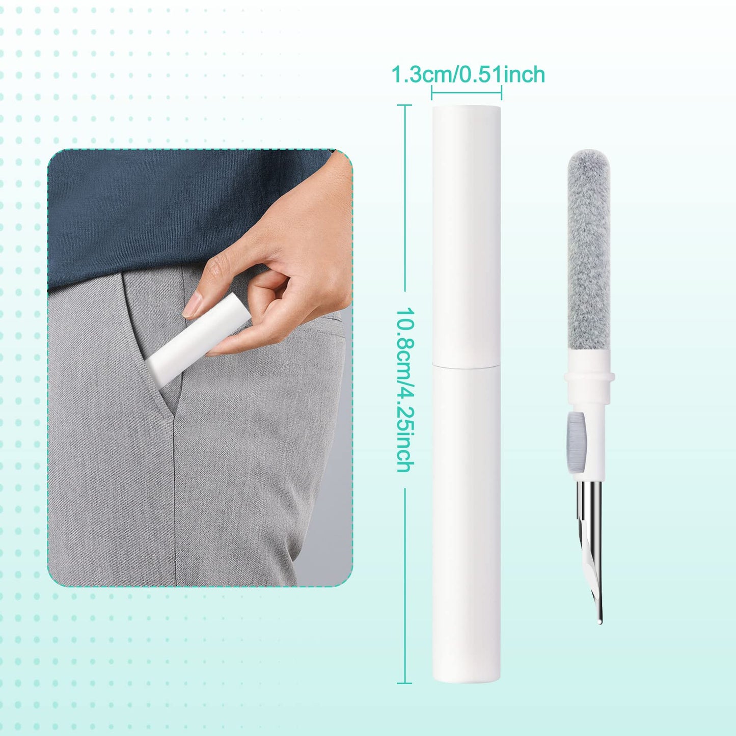 JOPHEK Multifunctionele Bluetooth hoofdtelefoonreinigingsset, 3-in-1 bevlokkingsspons, borstel met hoge dichtheid metalen punt, reinigingsstift, compatibel met Airpods 1 2 3 Pro Max Free 2 Galaxy Buds Live